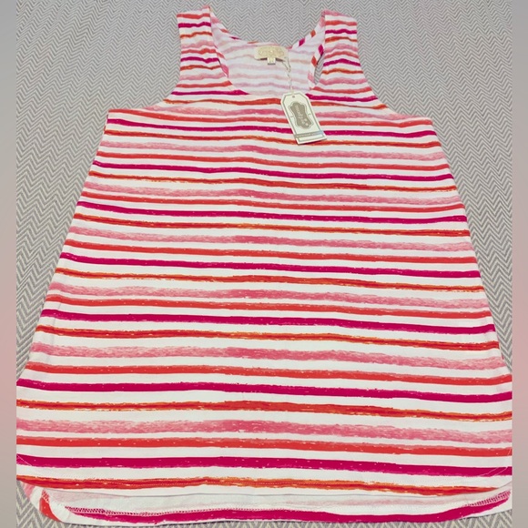 NWT! Mudpie Ryder pink/orange stripe racer tank. Size XS. 100% cotton. - Picture 2 of 6
